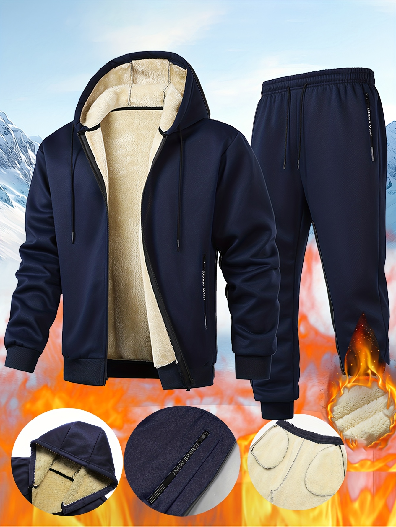 Set casual da uomo con cappuccio 2PCSC per autunno/inverno…