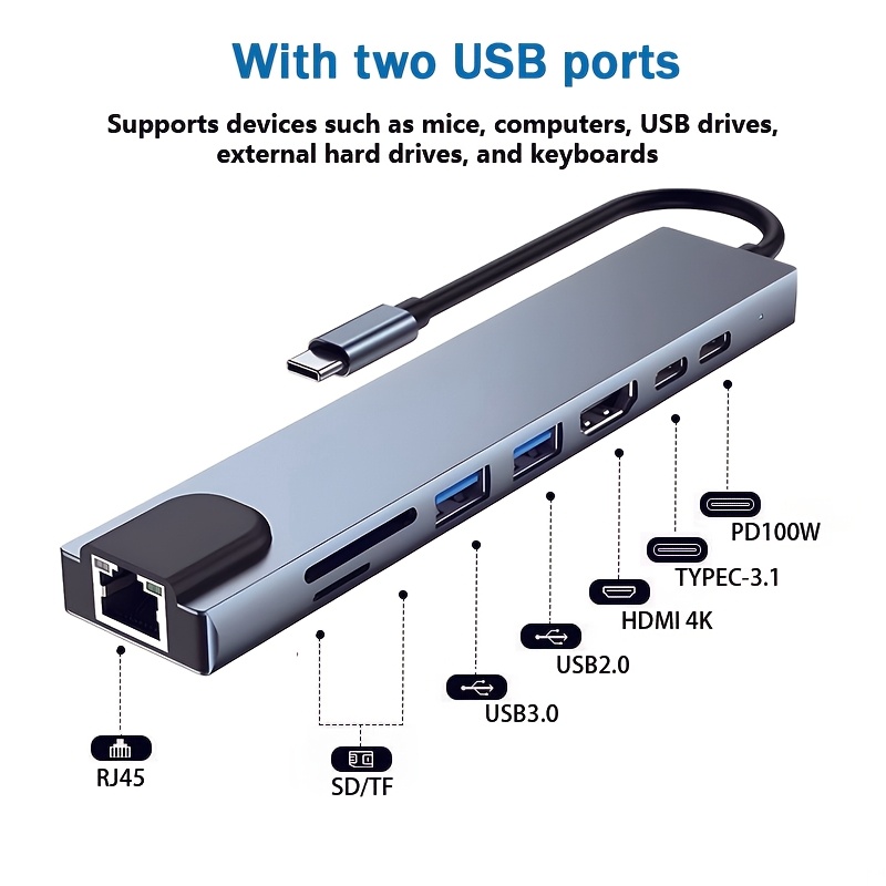 Docking Station Distributore 8-in-1 USB C RJ45 100mbps Hub di…