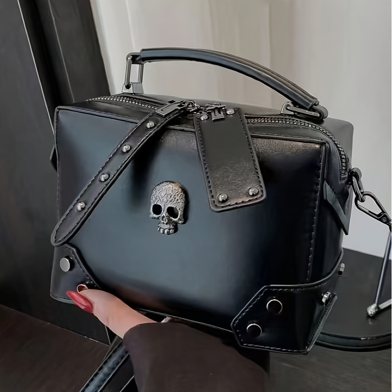 Borsa a mano Niche Design Punk Stile Moto Teschio, Borsa a…