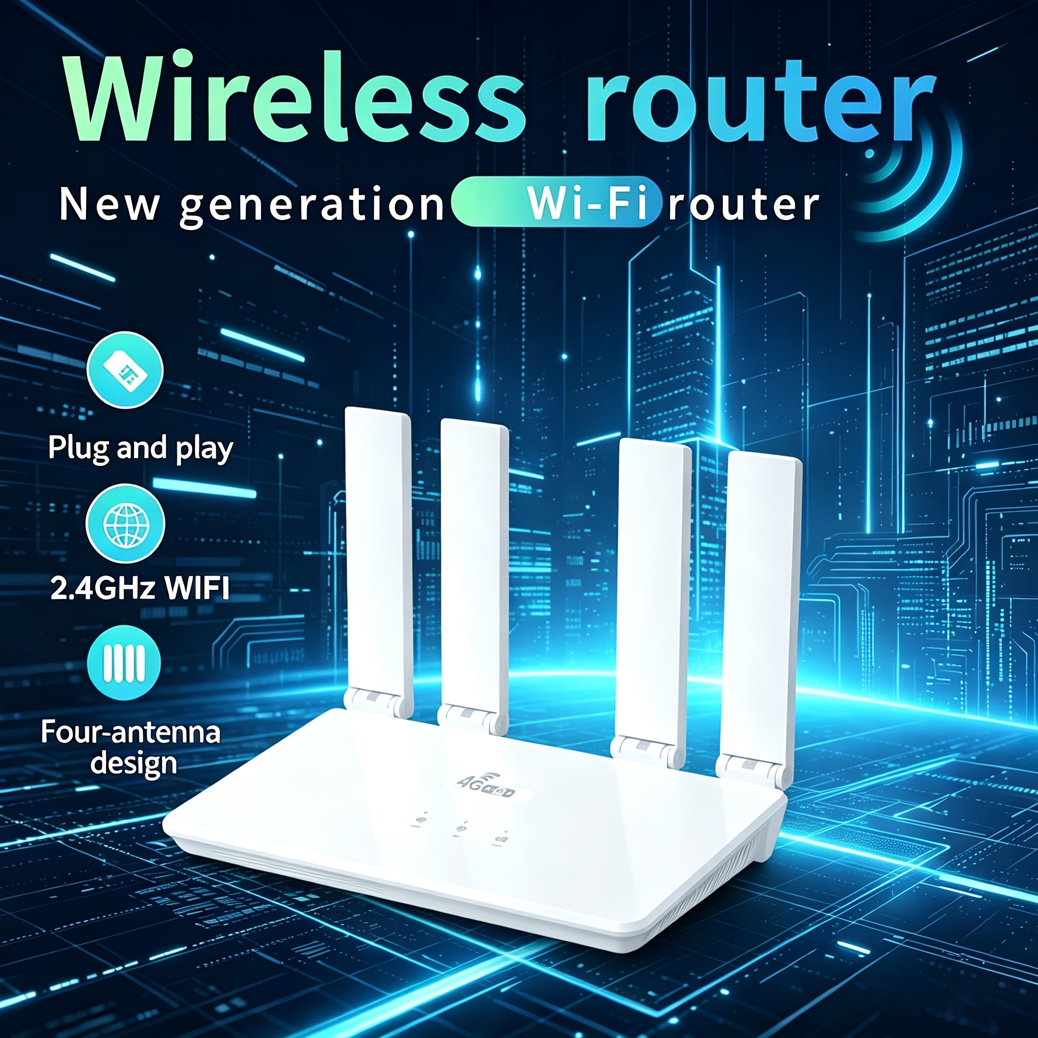 Adattatore Wifi 4G Bianco, Router a 4 Antenne, Hotspot Portatile…