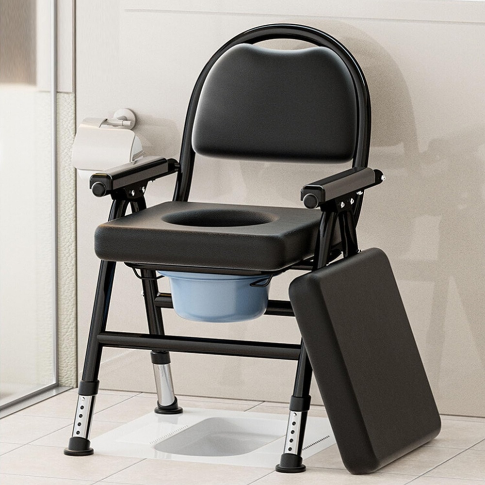 Sedia WC Portatile, Pieghevole, Altezza Regolabile, con Base…