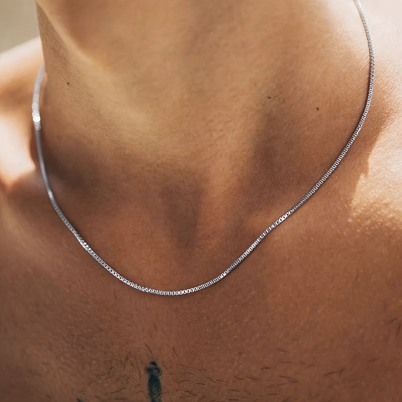 Collana da uomo 1 pz con catena quadrata minimalista in acciaio…