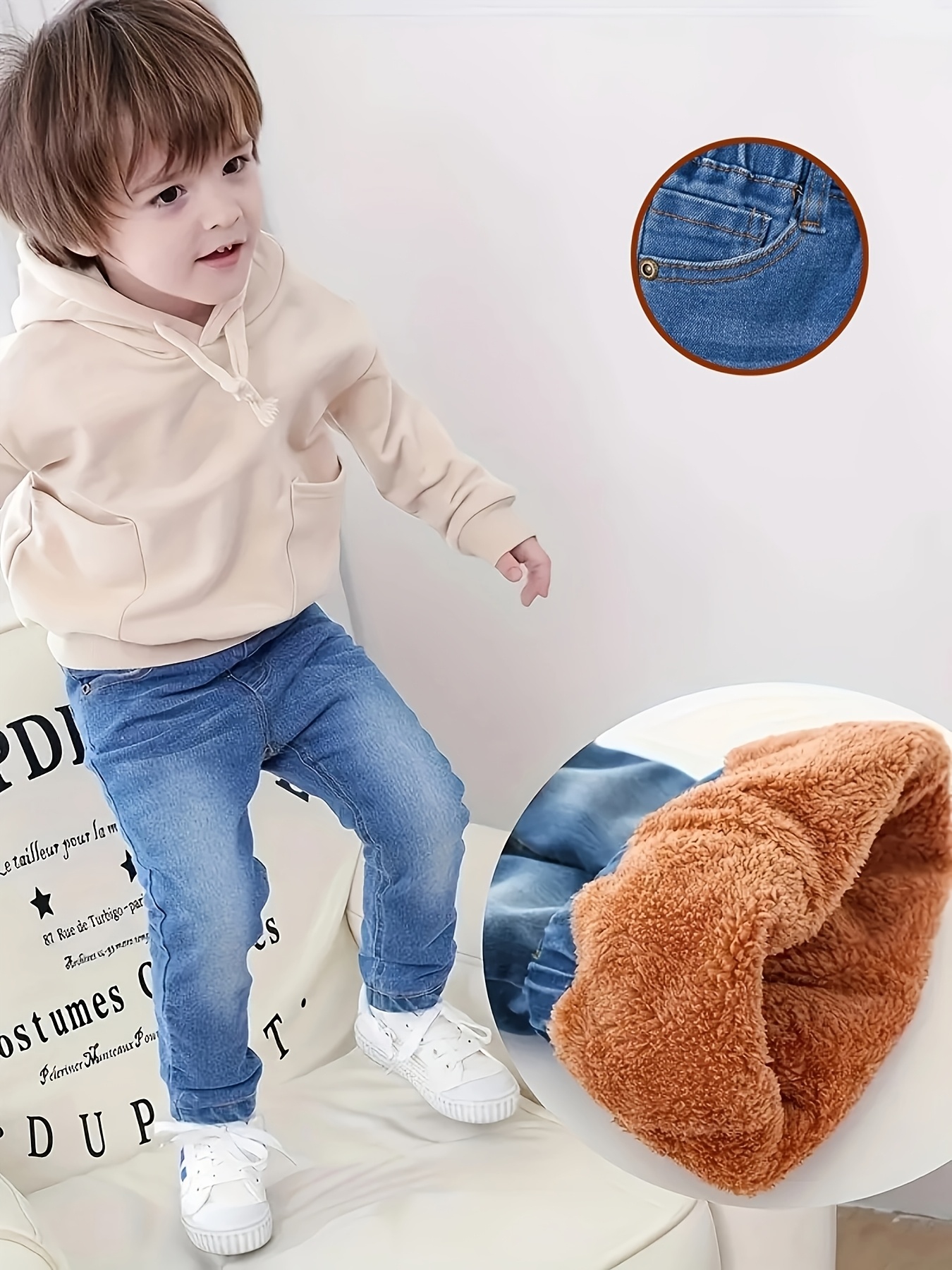 Jeans per ragazzo foderati e ispessiti autunno/inverno…