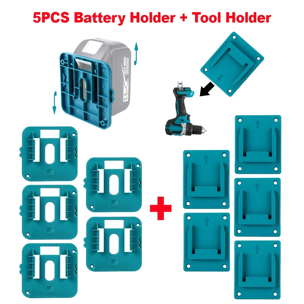 Set di 5 supporti per batterie e 5 supporti per utensili per…