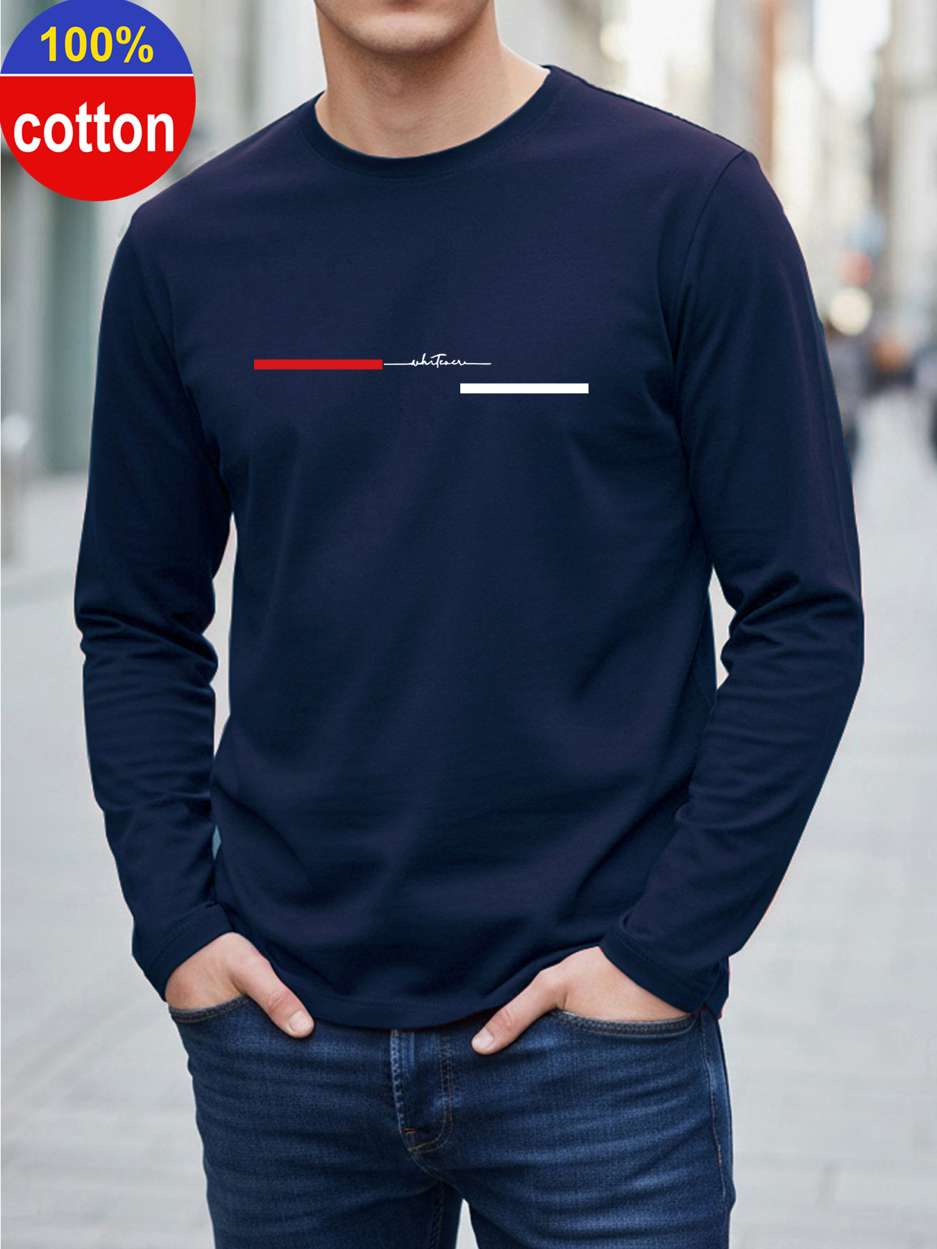 T-shirt a maniche lunghe da uomo 100% per primavera e autunno…