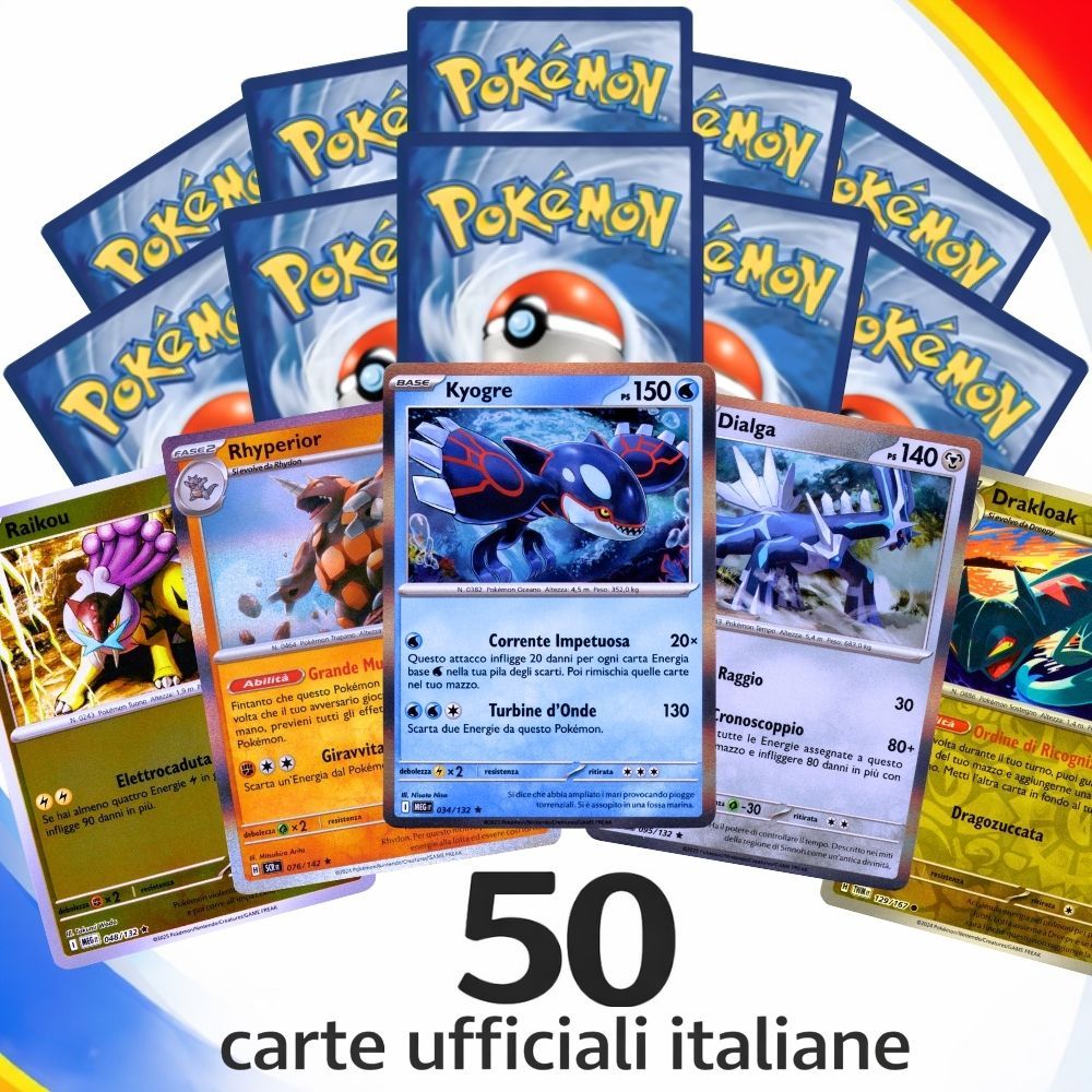 Carte Pokémon: Set Autentico di 50 Carte Giocabili TCG Pokémon…