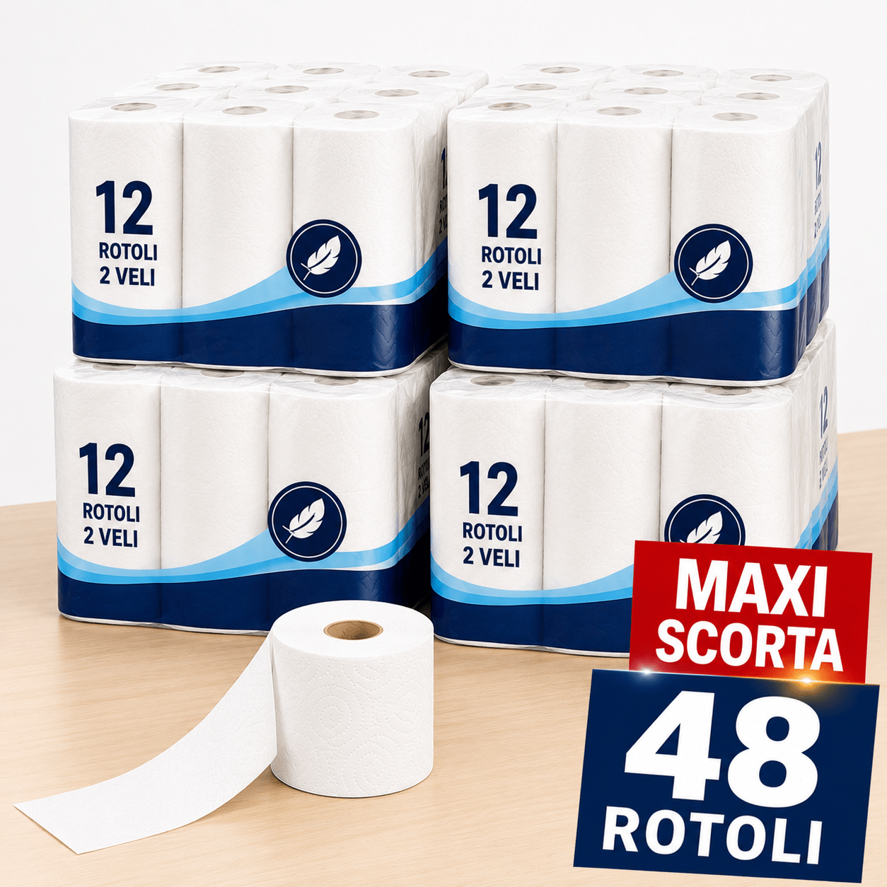48 rotoli carta igienica 2 veli, 180 strappi – super scorta…