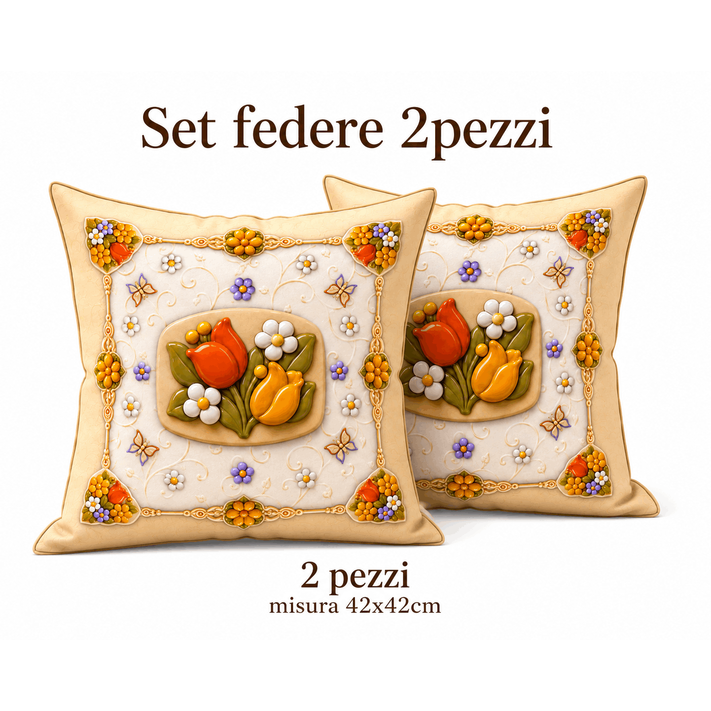 Set 2pezzi Arredo Casa Biancheria Cuscino con cerniera solo…