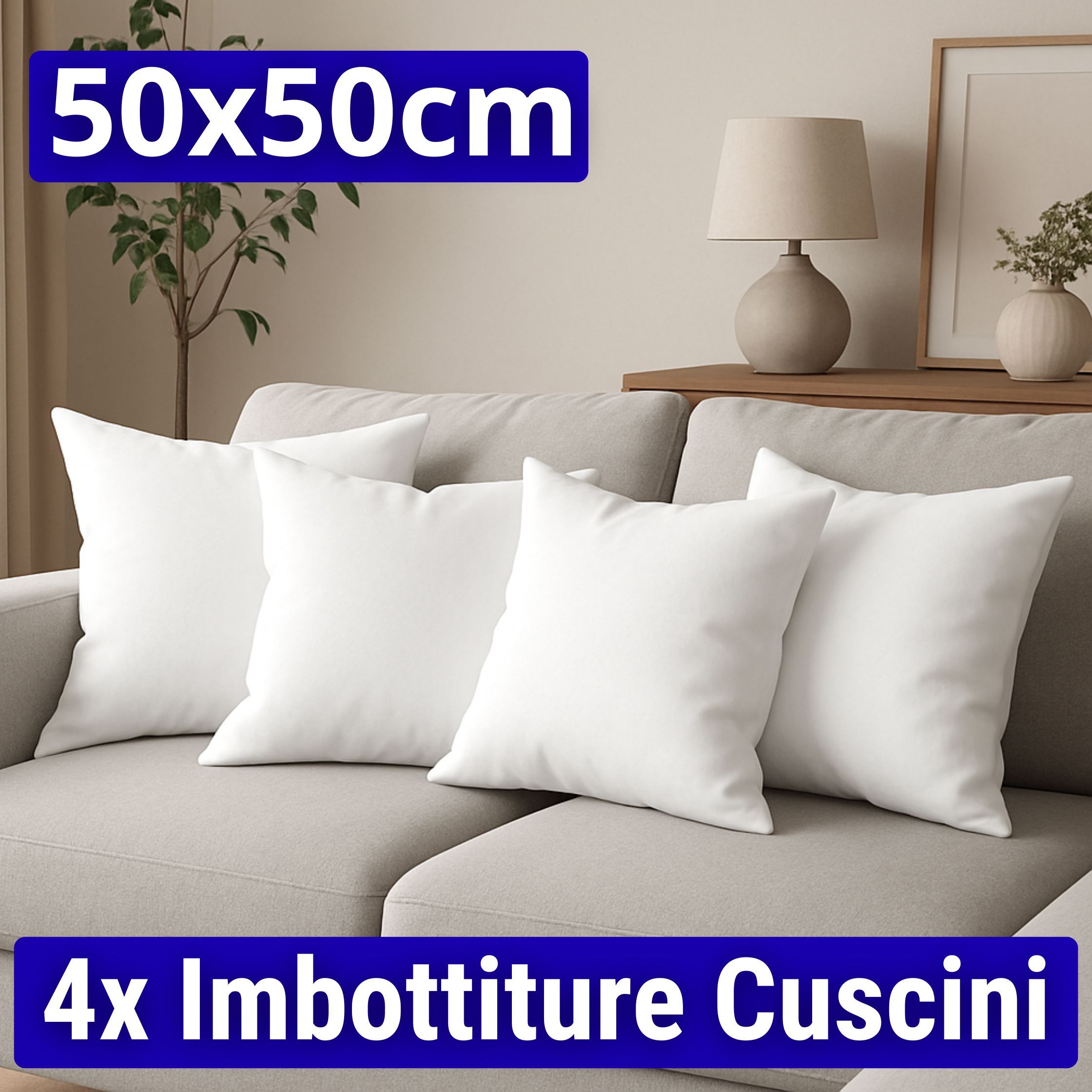 4 Imbottitura Cuscini 50x50, Set da 4 Cuscini per Divano…
