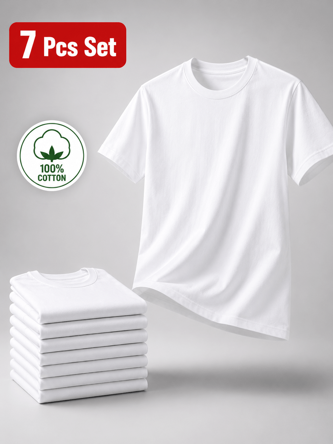 Confezione da 7 Magliette Uomo, T-Shirt Girocollo a Maniche…