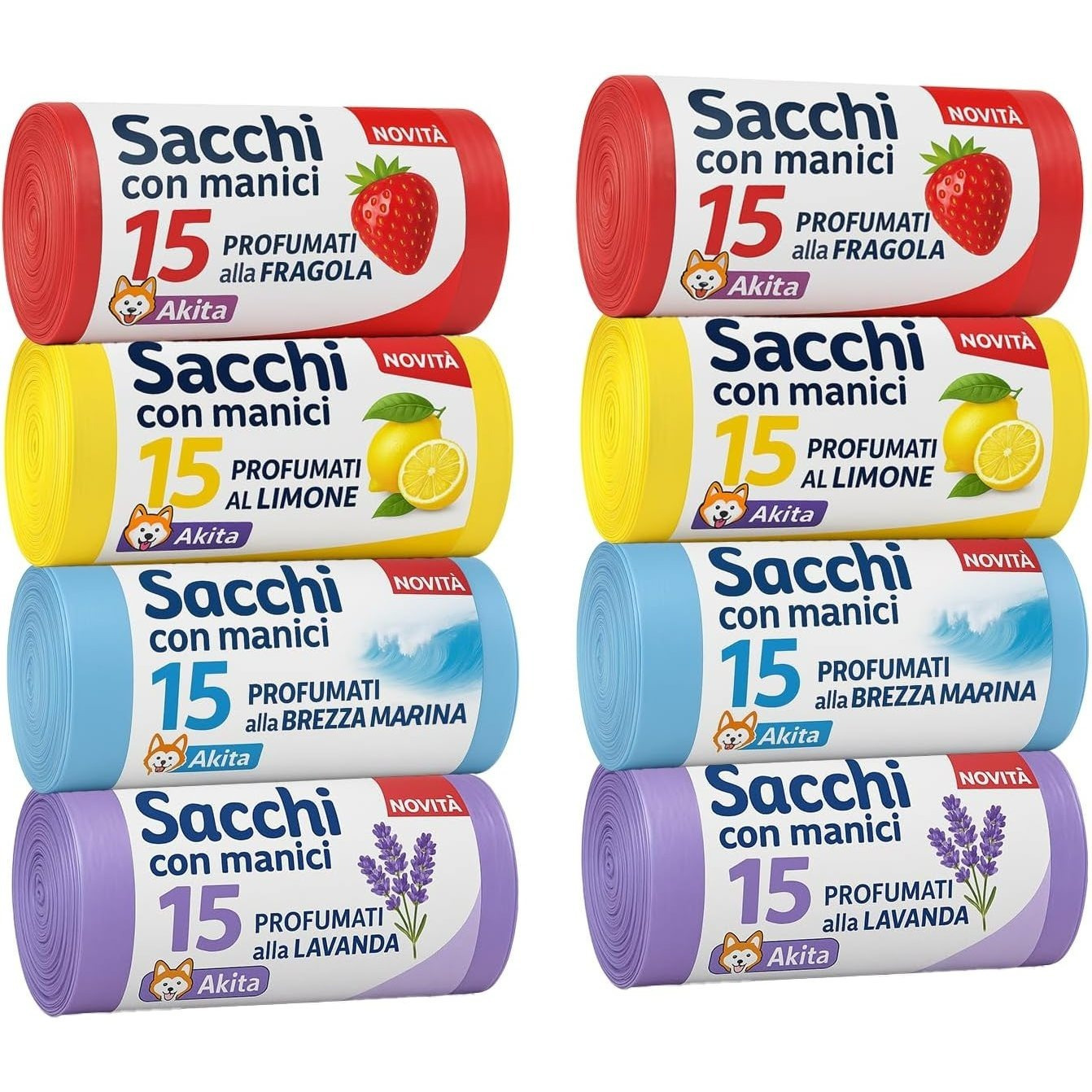 Akitaink Sacchi spazzatura Antiforo con Manici - Profumati - 120…