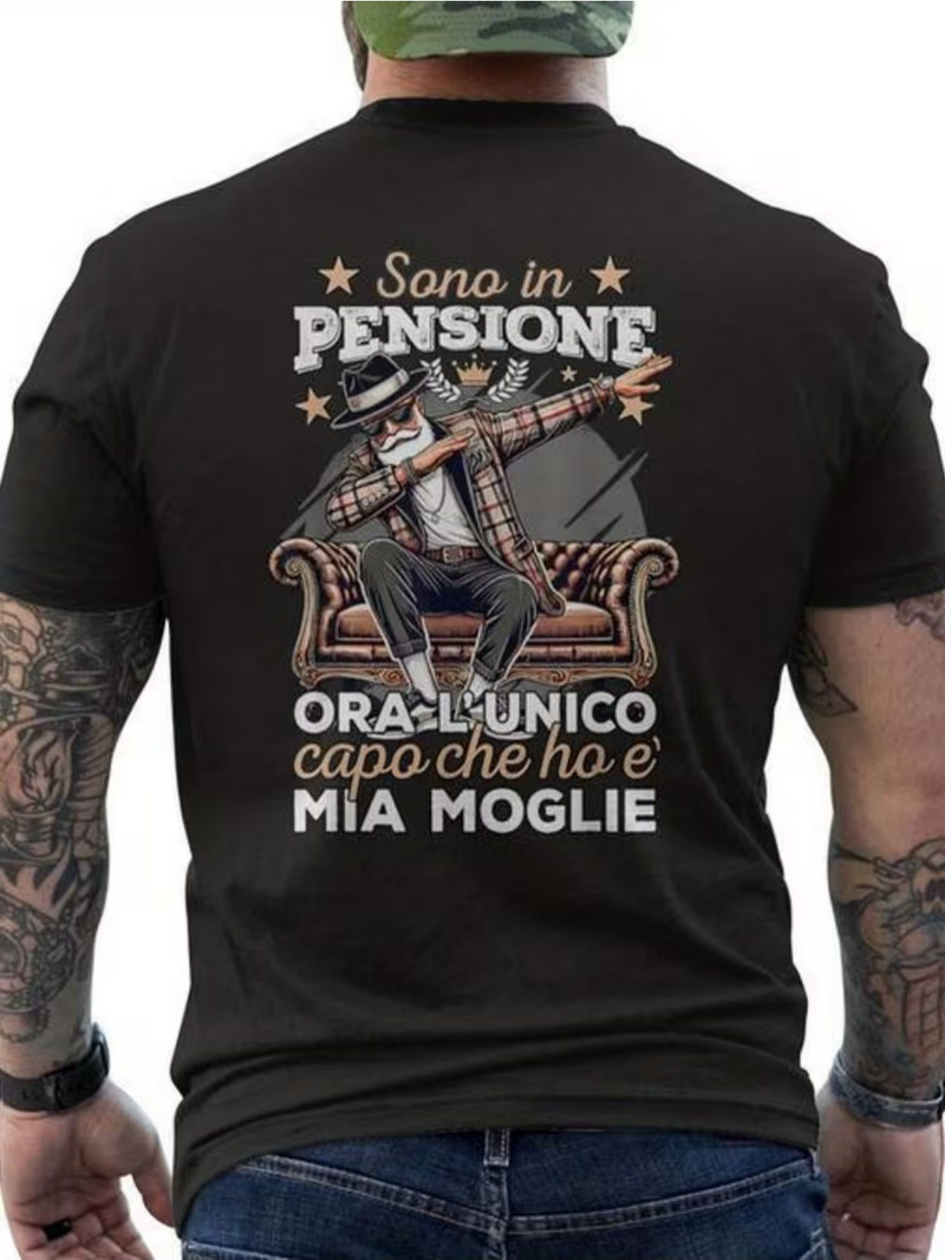 Maglietta Divertente per Uomini in Pensione - Stampa sul Retro…