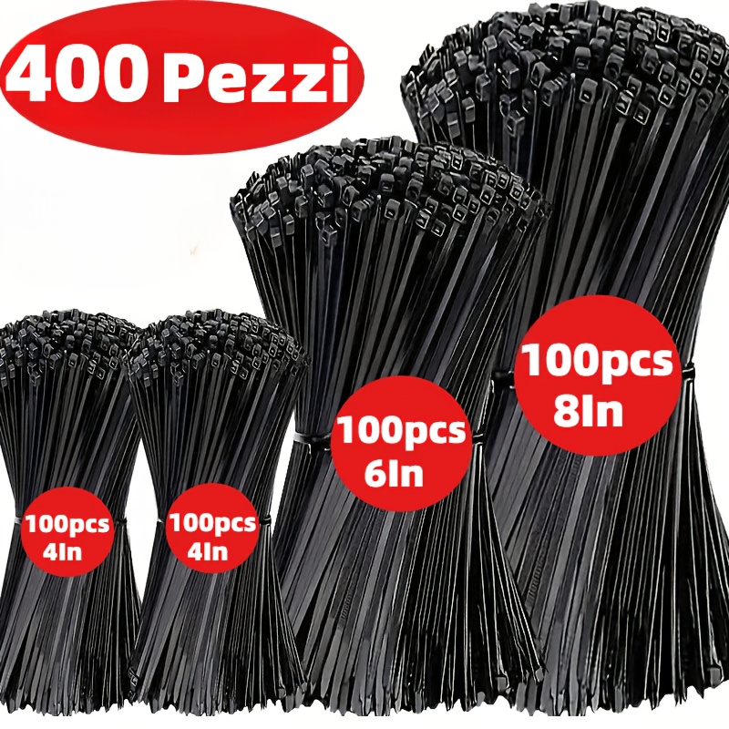 400 pz, fascette autobloccanti in nylon, disponibili in 3 misure…
