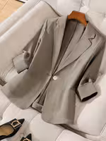 Blazer casual da donna - Un bottone, maniche a 3/4, lavabile in…