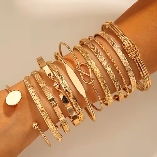 Set di 12 braccialetti da donna con motivo stampato, nuovi…