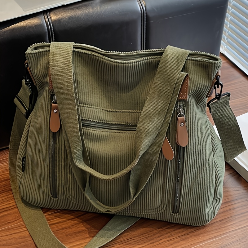 Borsa a Tracolla Vintage in Velluto a Coste per Donna con…