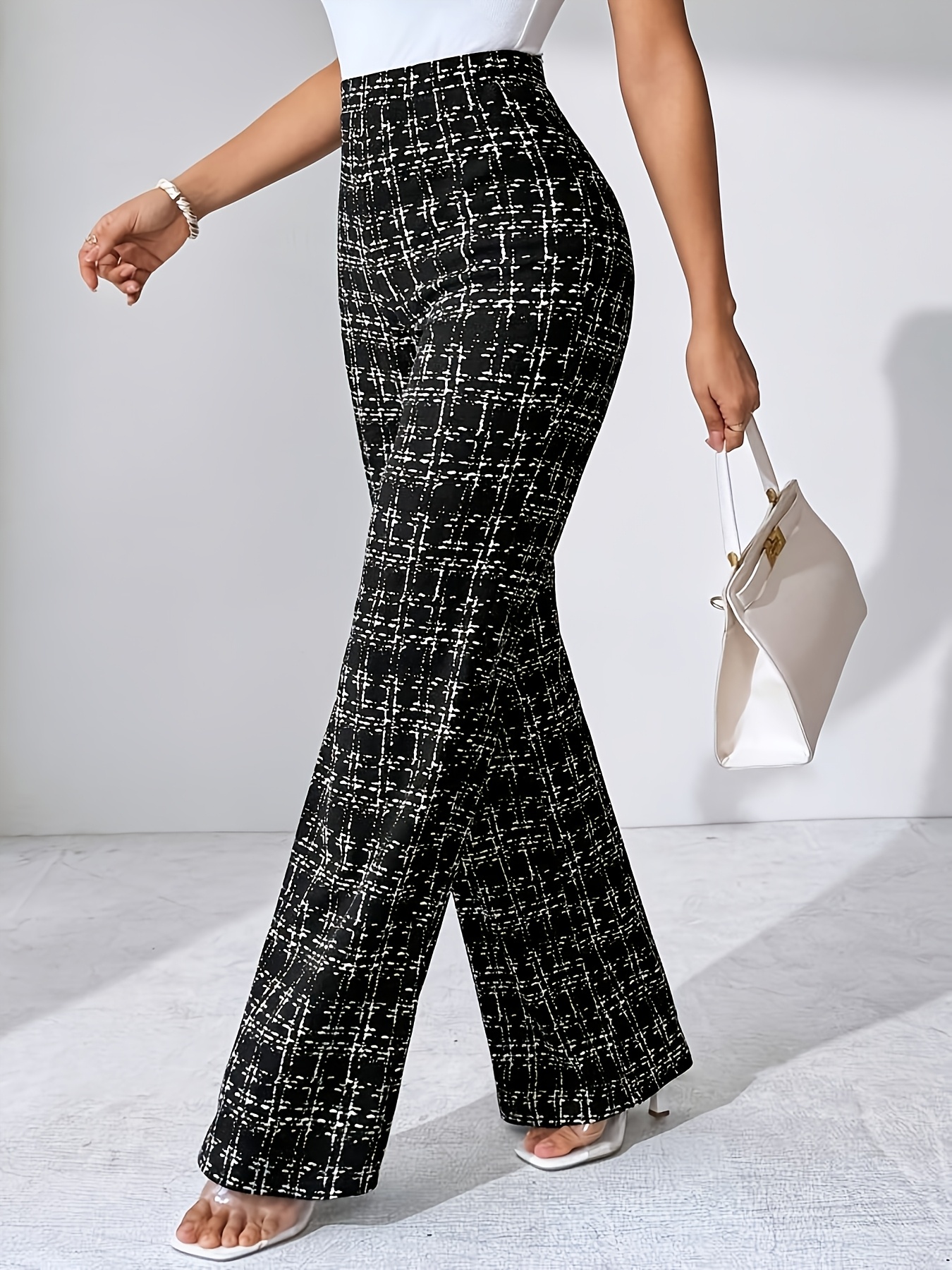 Pantaloni da donna eleganti elasticizzati a vita alta a gamba…