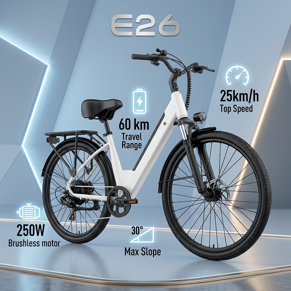 Bici Elettrica Cittadina E26 250W 36V Batteria 13Ah Autonomia…