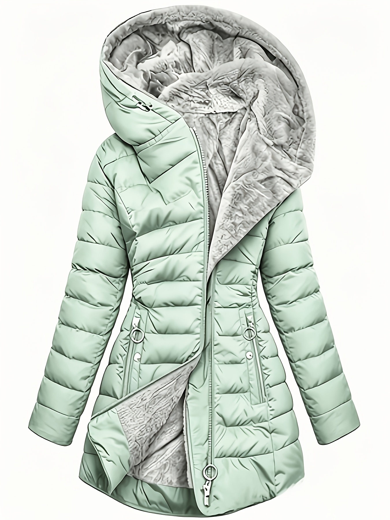 Giacca midi trapuntata calda da donna per autunno/inverno, con…
