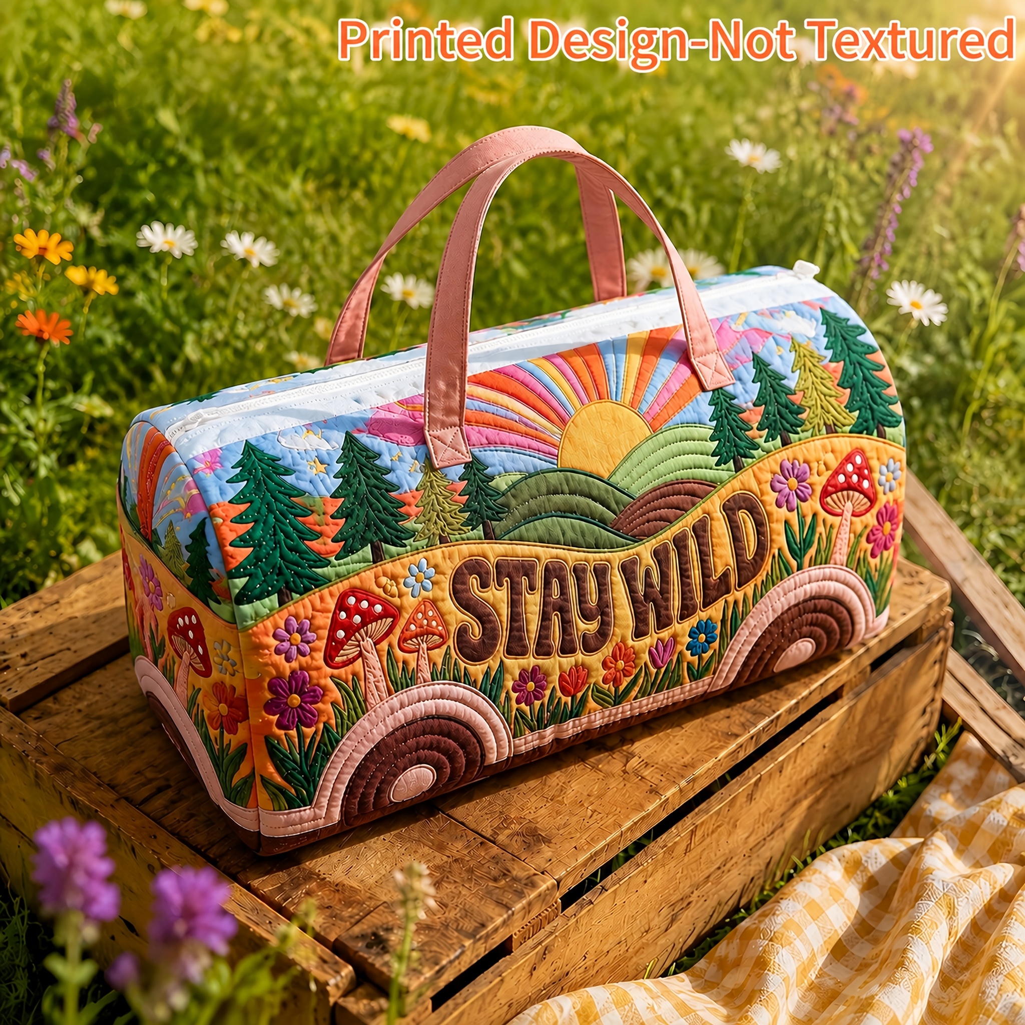Borsa da viaggio tote stampata con design – Non testurizzata…