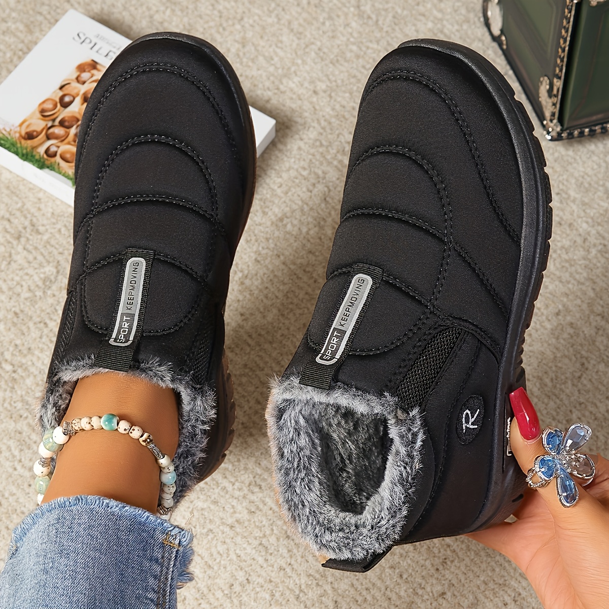 Stivali caldi foderati taglie forti da donna autunno/inverno…