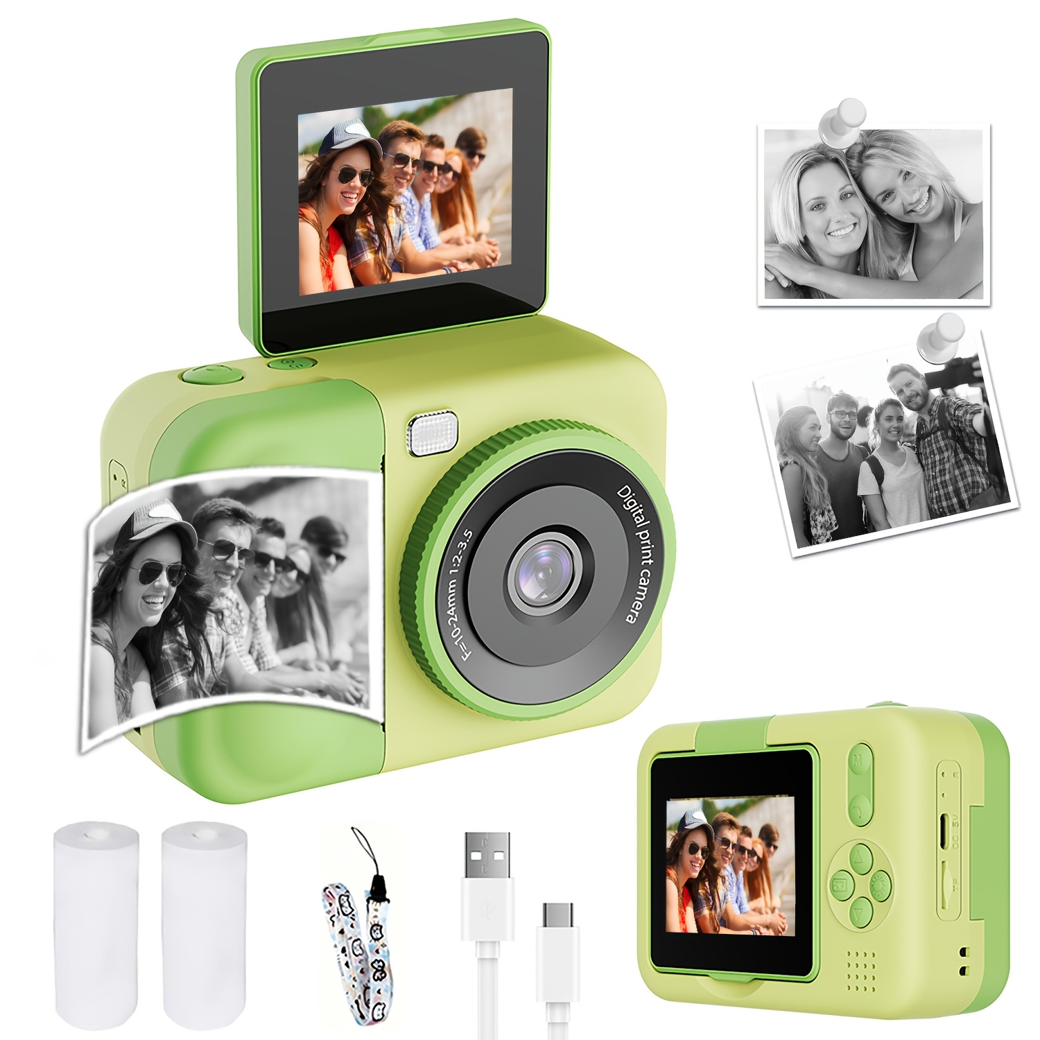Fotocamera per bambini con stampa istantanea, fotocamera…