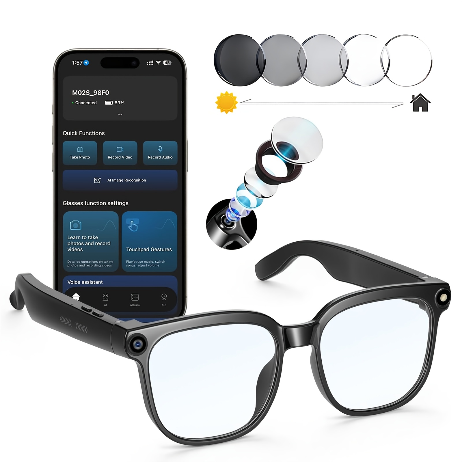 Occhiali con Fotocamera a Intelligenza Artificiale, Dotati di…