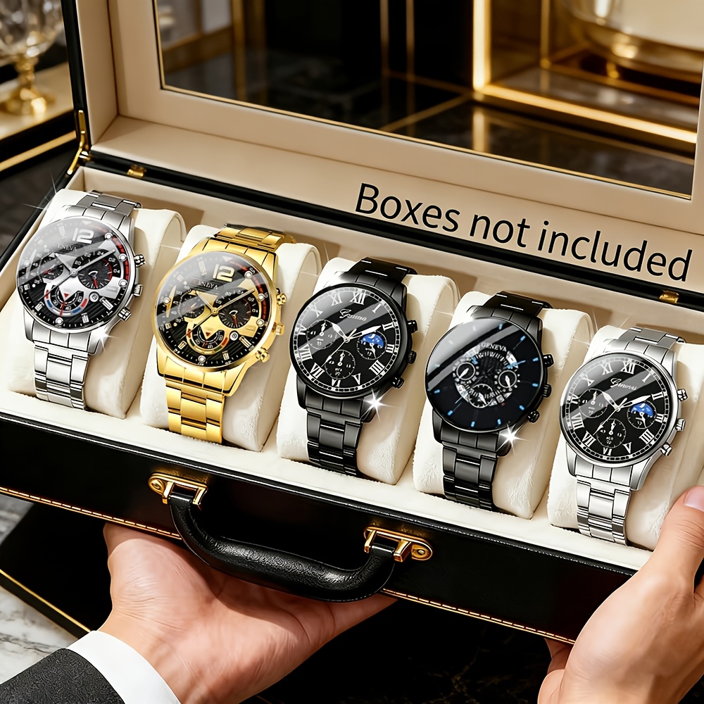 Set di orologi di lusso da uomo, 5 pezzi, orologio al quarzo…