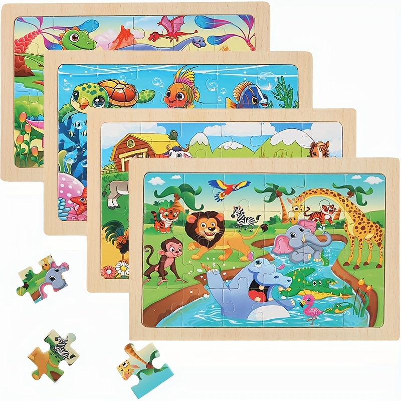 Una scatola da quattro, ognuna contenente 24 pezzi di puzzle…