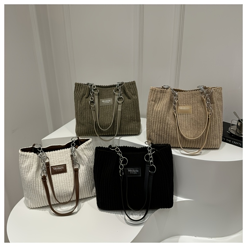 Borsa tote a catena felpata di grande capacità da donna, nuova…