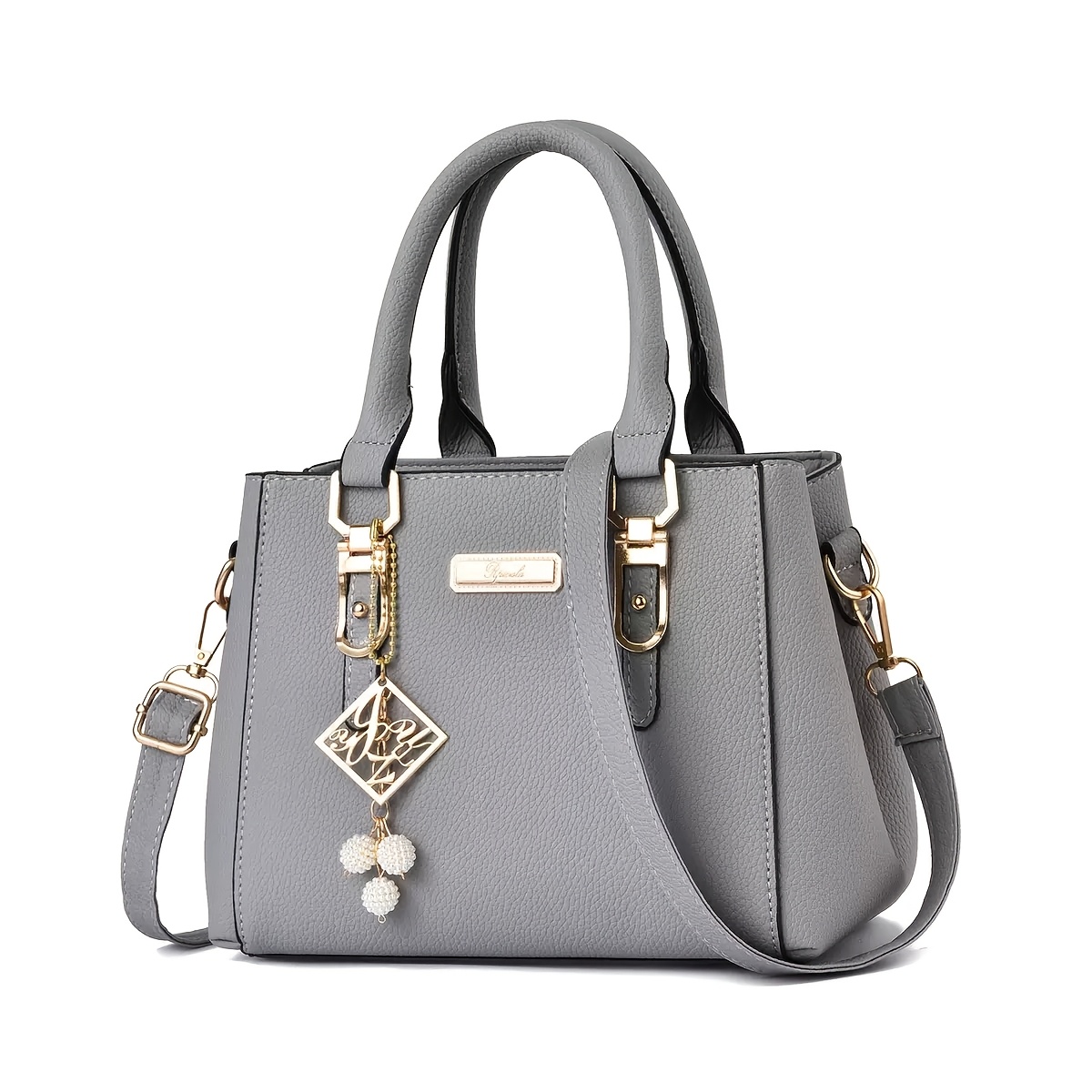Borsa da donna in ecopelle con decorazione pompon, borsa a…