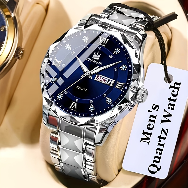 1 Nuovo Orologio al Quarzo da Uomo con Cerchietto in Acciaio…