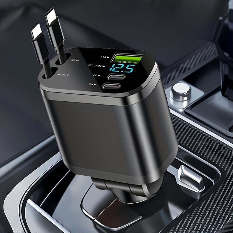 Caricatore da auto retrattile rapido da 120W con 2 cavi USB…