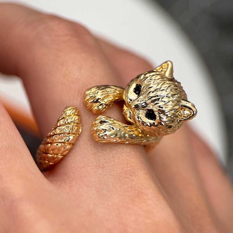 READKISS Anello Aperto 3D Gattino per Donna, Anello Regolabile a…