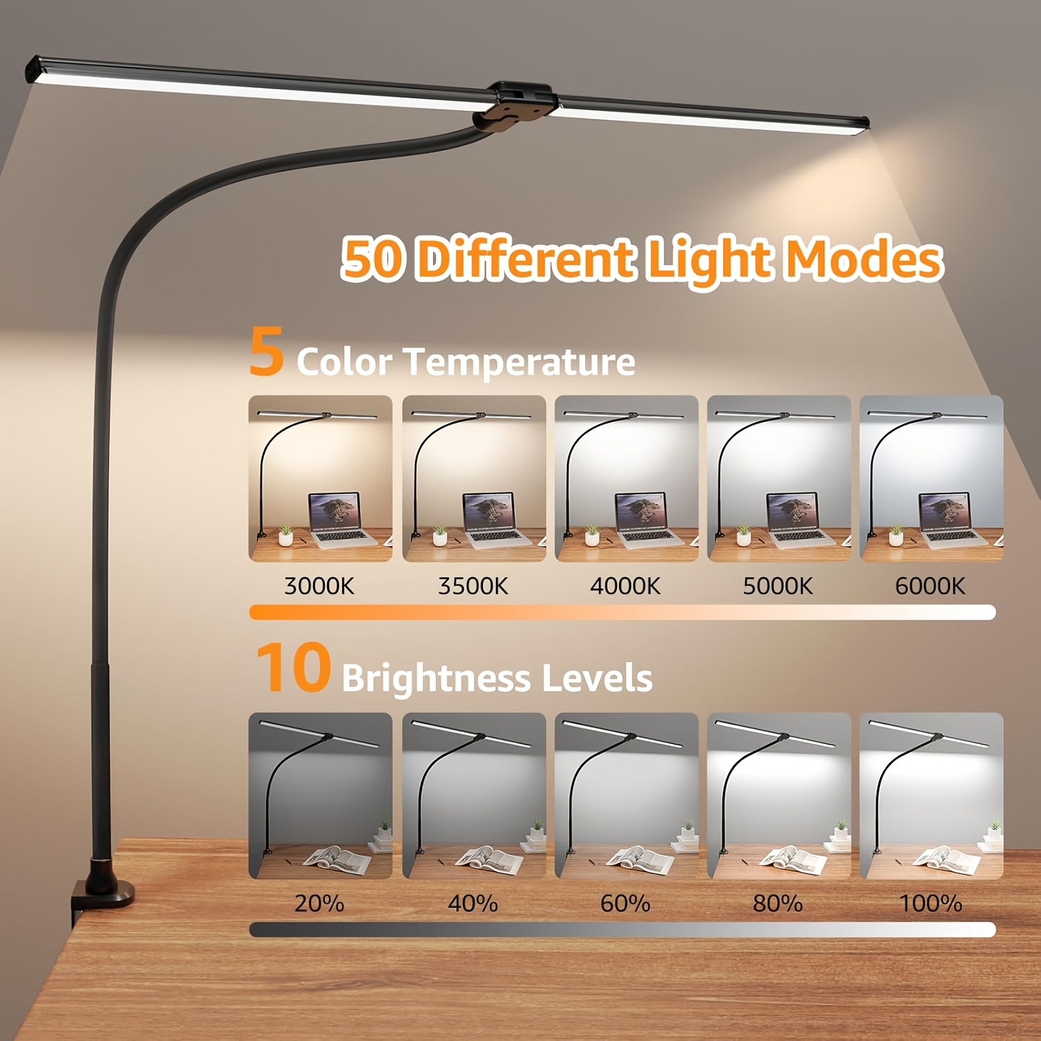 Lampada da scrivania per monitor, lampada USB, dimmerabile a tre…