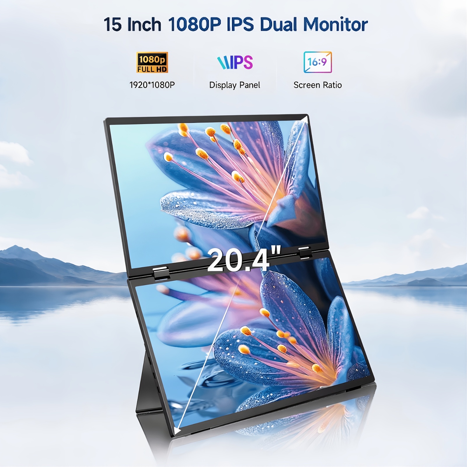 UPERFECT Monitor Portatile Doppio da 15 Pollici per Estensione…