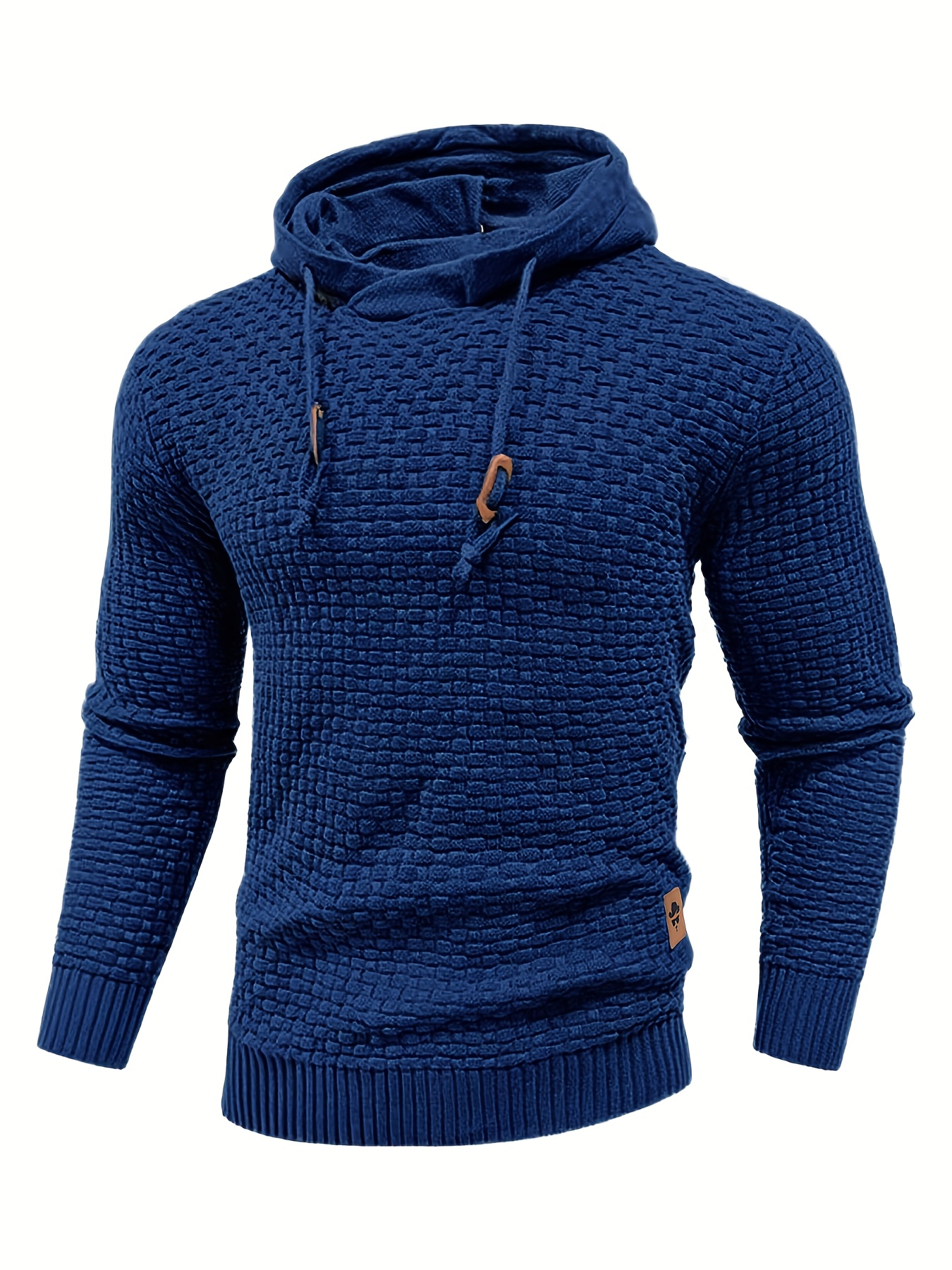 Felpa da uomo con cappuccio in maglia waffle alla moda casual…