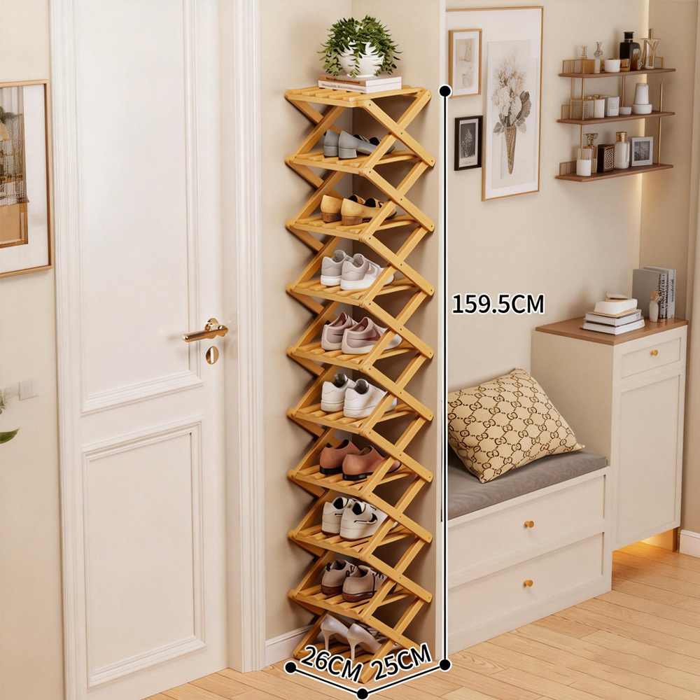 Scarpiera Pieghevole in Bambù Senza Installazione - Organizer…