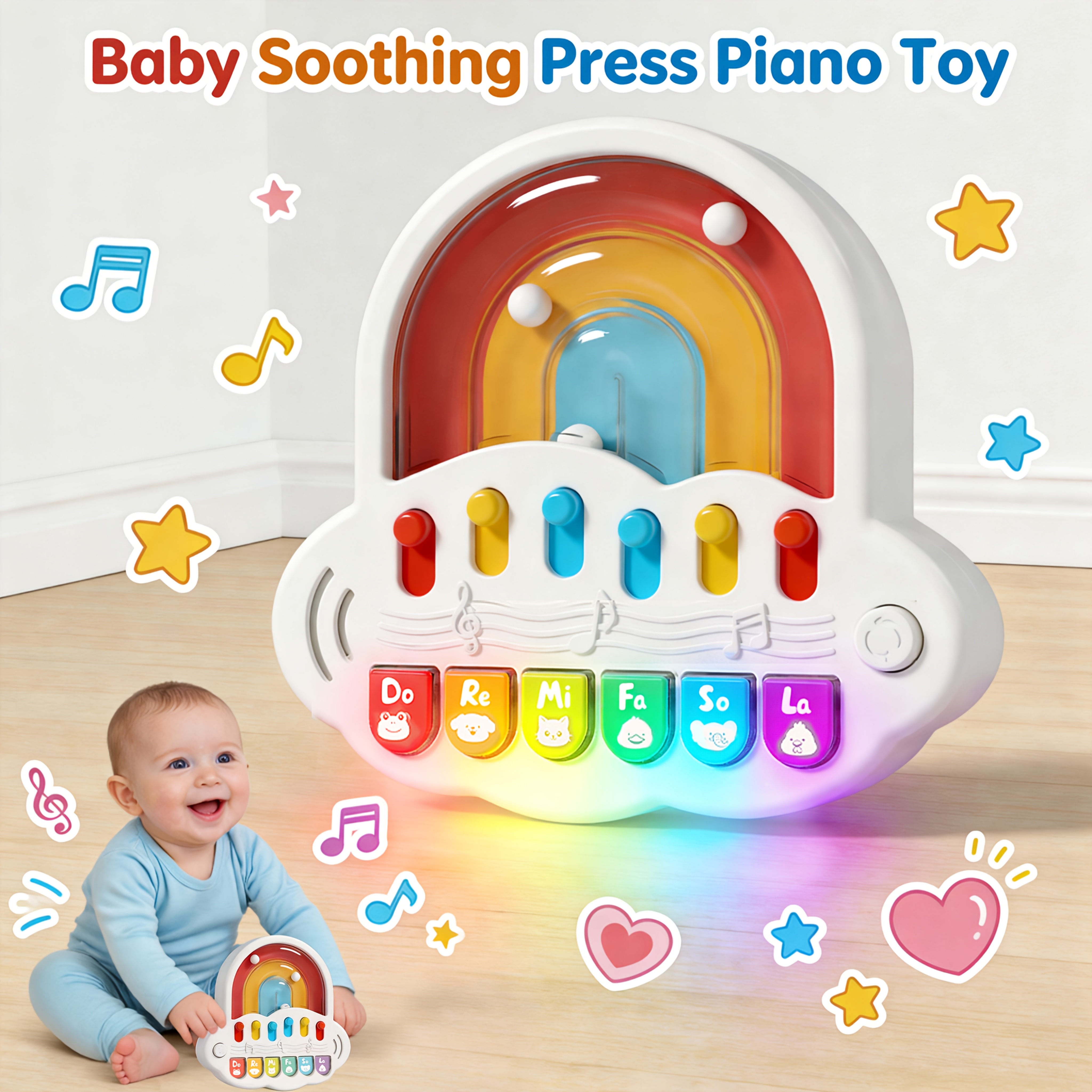 Pianoforte Giocattolo per Bambini con Luci e Musica, Meccanismo…