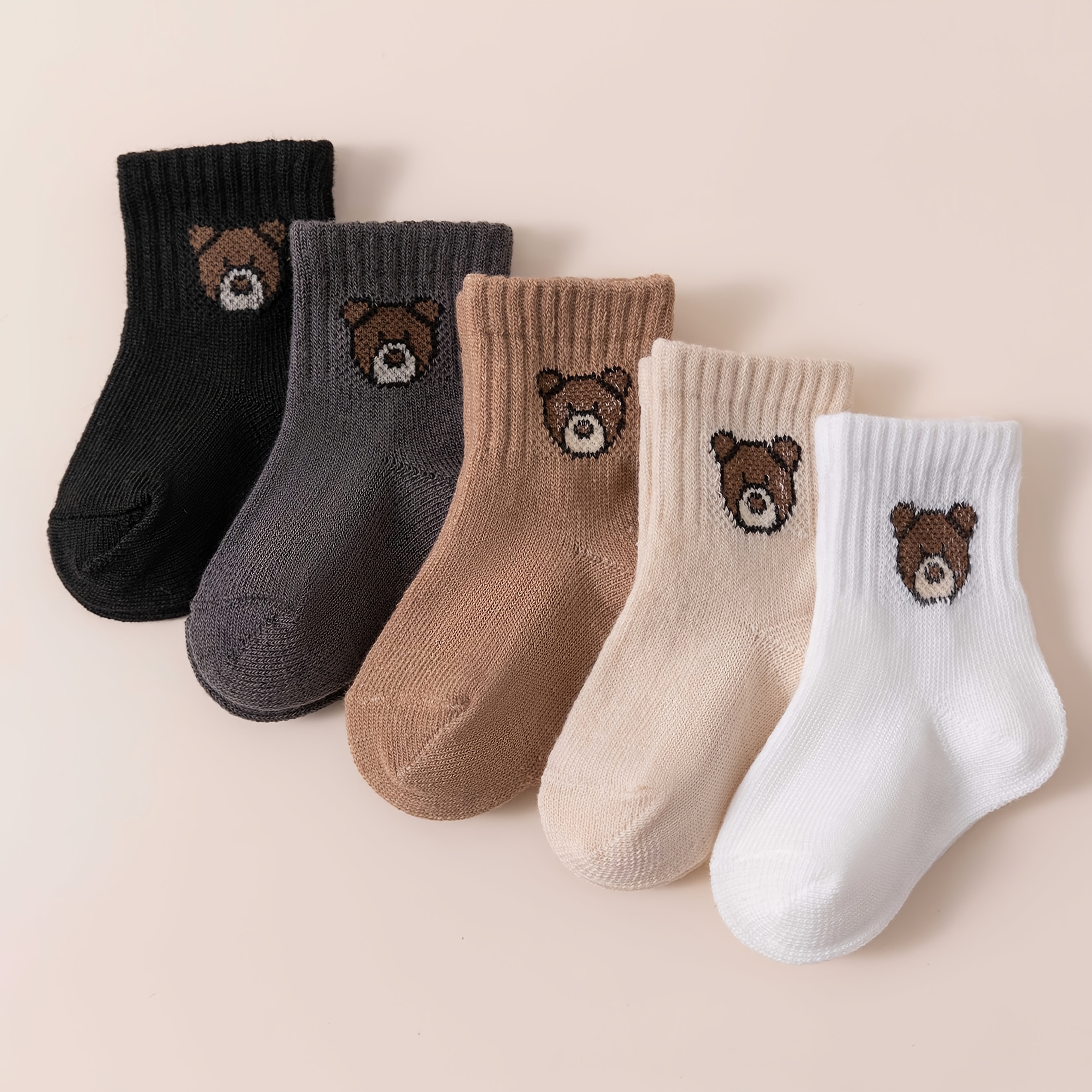 5 Paia, Calzini Orsetto di Peluche Calze per Bambini Carine ad…