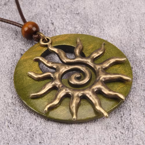 1 Collana Unisex Retro Bohemien con Girasole, Piastra Rotonda…