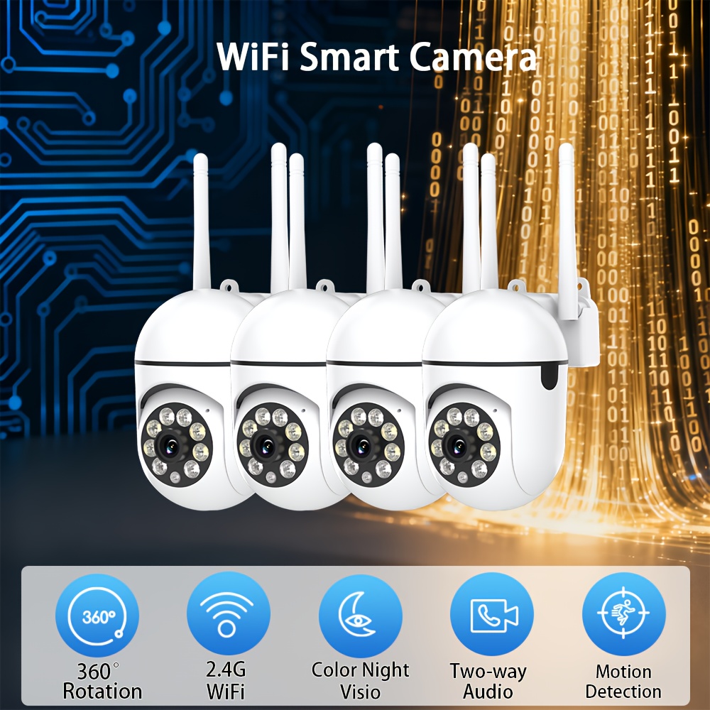 4 telecamere di sicurezza per esterni 1080P FHD: rotazione PTZ a…