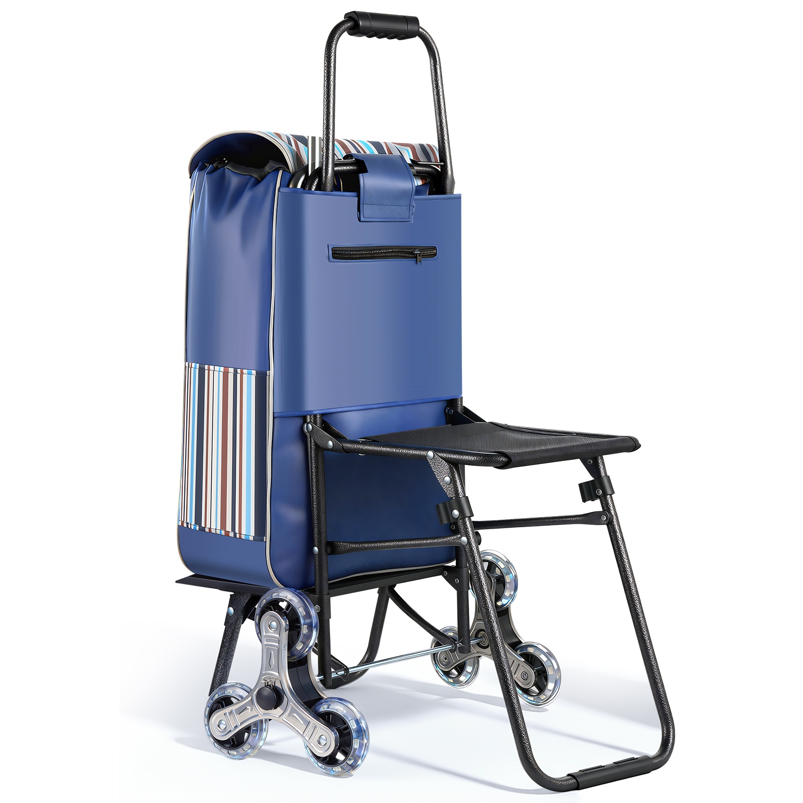 Carrello della Spesa Pieghevole 40L con Seduta - Telaio in…