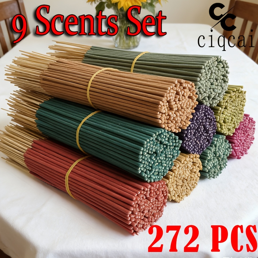 Set di Bastoncini di Incenso Premium in Bambù con 9 Aromi, 22cm…