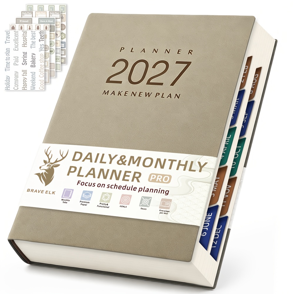 Agenda giornaliera 2027, rilegata, 400 pagine - con tracciatore…