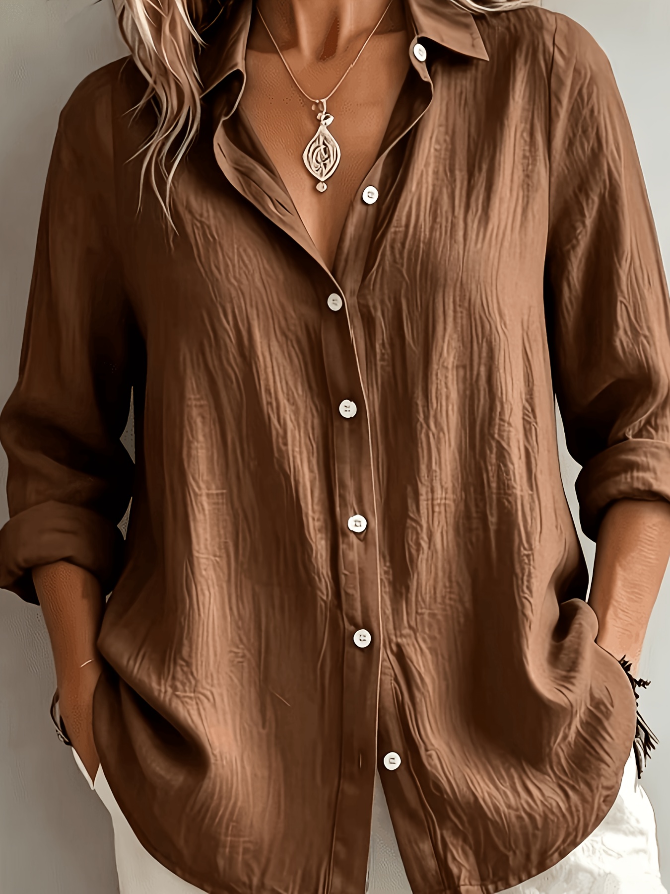 Elegante Camicia da Donna Edizione Speciale Tinta Unita - Manica…