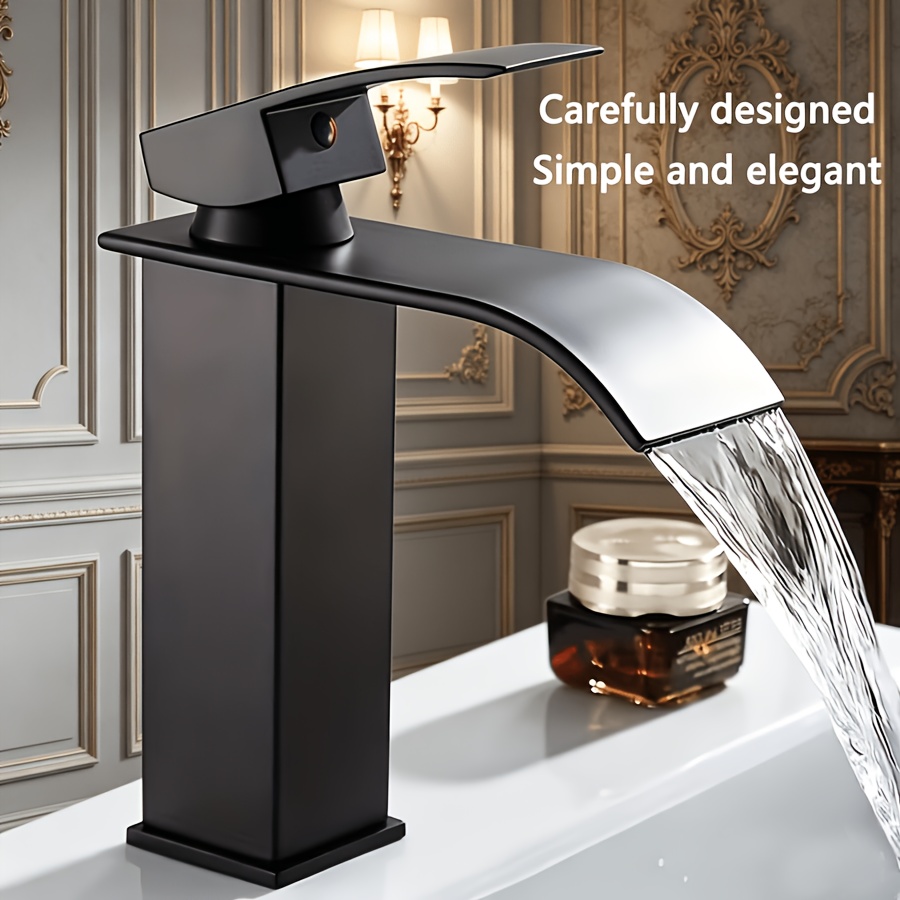Rubinetto da bagno nero moderno a foro singolo, con nucleo…