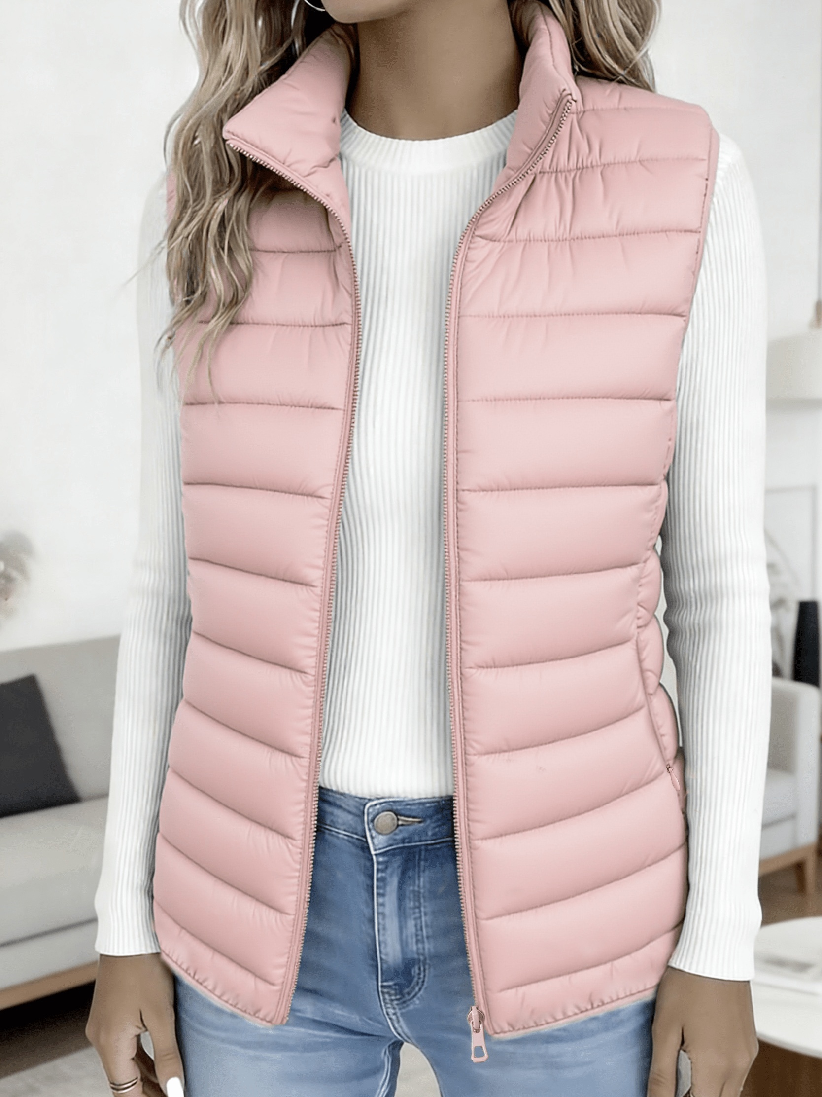 Giacca corta da donna leggera con collo alla coreana, gilet con…