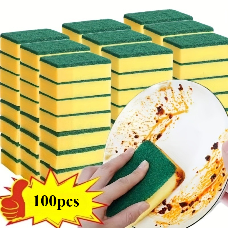100 spugne giallo-verdi, spugne da cucina, spugne per lavare i…