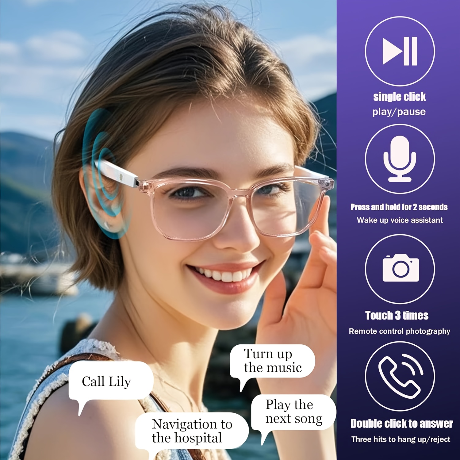 Occhiali intelligenti Koipsse E con traduzione AI wireless per…